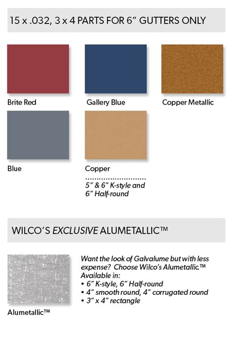 Aluminum Gutter Color Chart From Wilco Gutter Supply