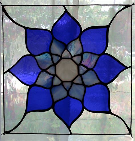 Blue Lotus Stained Glass Panel Stained Glass Flowers Stained Glass Patterns Stained Glass Quilt