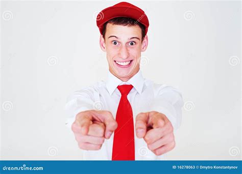 Funny Happy Man In Red Cap Stock Image Image Of Cheerful 16278063