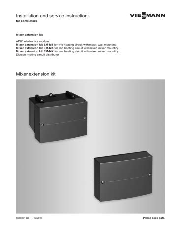 Installation And Service Instructions Viessmann EM M1 Manualzz