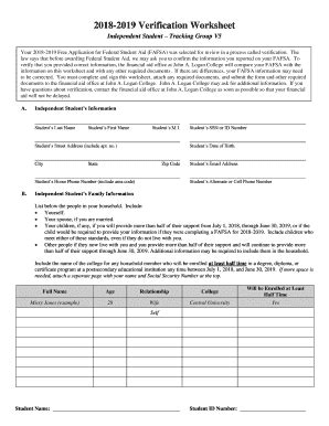 Fillable Online Independent Verification Worksheet V5 Fax Email Print