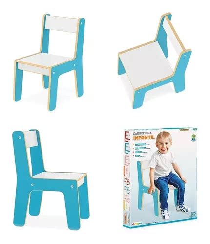 Cadeira Cadeirinha Infantil Crian A Madeira Mdf Azul Junges Mercadolivre