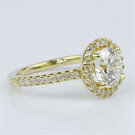 Yellow Gold Round Halo Engagement Ring 1 71 Ct