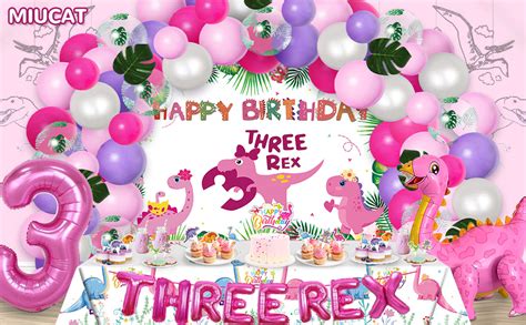 Amazon Three Rex Birthday Party Decorations Girl Girl Dinosaur