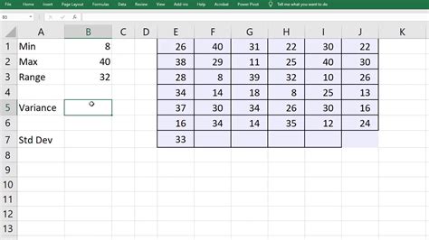 Range Variance Standard Deviation In Excel Youtube