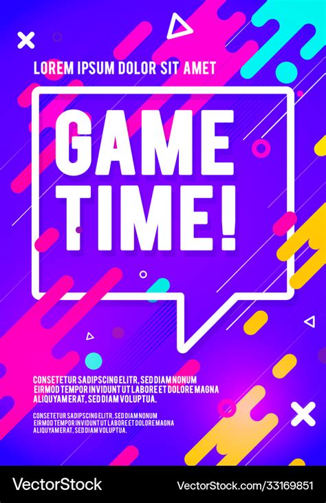 Game time player poster colorful gaming flyer Vector Image