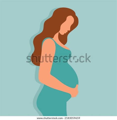 Pregnant Woman Big Belly Girl Long Stock Vector Royalty Free