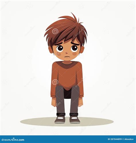 Sad Kid In Flat Minimalistic Animation Ai Generated Stock Illustration