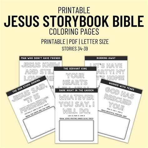 Jesus Storybook Bible Coloring Pages for Kids Stories 34-39, Printable ...