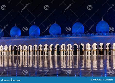 Amazing Night View at Mosque, Abu Dhabi, United Arab Emirates Stock ...