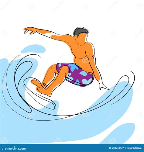 Active Men Riding Surfboards On Summer Holidays Vacation At Sea Resort