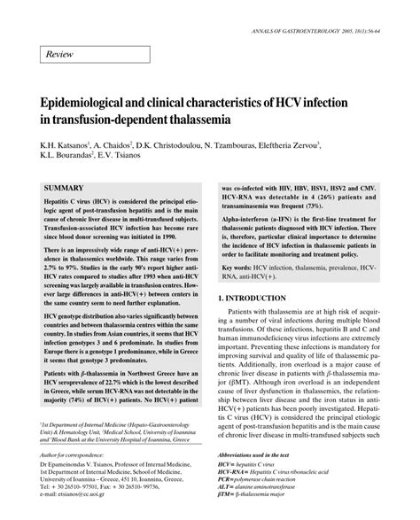 Pdf Epidemiological And Clinical Characteristics Of Hcv Infection In