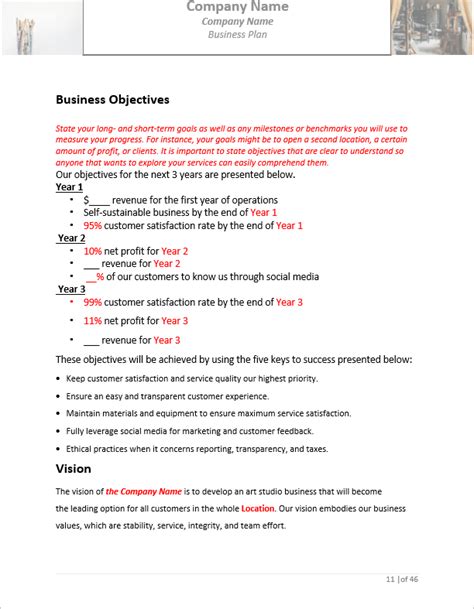 Art Studio Business Plan Template Sample Pages - Black Box Business Plans