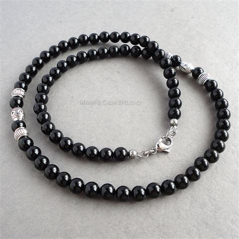 Black Onyx Mens Necklace Handmade Onyx Jewelry For Men Guys