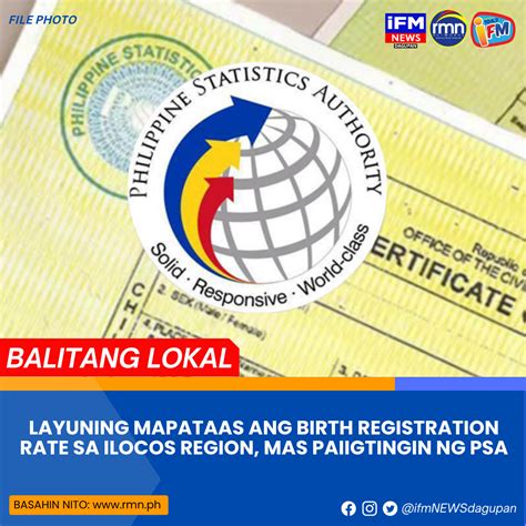 Layuning Mapataas Ang Birth Registration Rate Sa Ilocos Region Mas