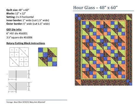 Hour Glass Quilt Pattern By Mary Ann Altendorf Patchwork Quilt Patterns