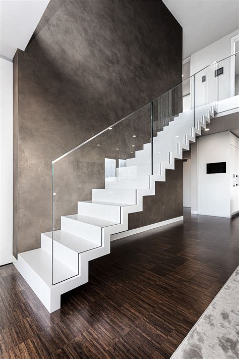 Moderne Treppe Aus CORIAN Faltwerktreppe Schwebende Treppe Mit