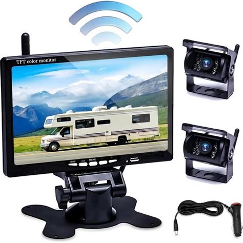 Dual Cam Ra De Recul Sans Fil Kit Lcd Moniteur Voiture Etanche