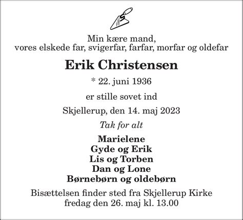 Dødsannonce for Erik Christensen Nordjyske dk