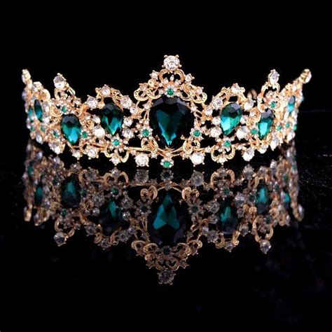 Barock Crown Rot Blau Grün Kristall Braut tiaras Crown Vintage Gold