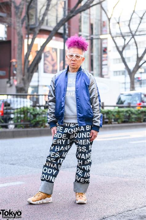 Tokyo Street Style W Purple Hair Comme Des Garcons Homme Sweater Cdg