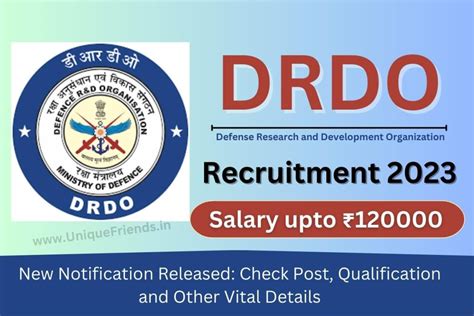 DRDO Recruitment 2023 New Notification Released: Salary upto ₹120000 ...