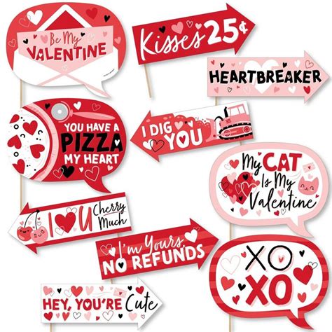 Funny Happy Valentines Day Photo Booth Props Kit 10 Piece Happy