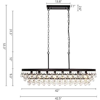 Buy Wellmet Crystal Chandelier 42 Inch 9 Light Farmhouse Chandeliers