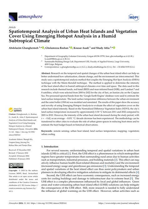 PDF Spatiotemporal Analysis Of Urban Heat Islands And Vegetation