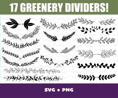 Greenery Plant Divider Svg Bundle Decorative Border Svg Botanical