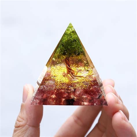 Crystal Orgonite Pyramid Energy Generator Healing Crystal Pyramid Tree