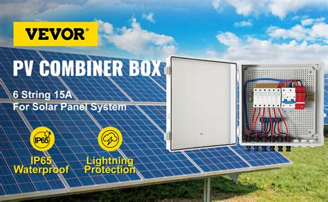 Vevor Pv Combiner Box 6 String Solar Combiner Box With 15a Rated Current Fuse 125a Circuit