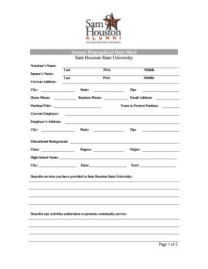 Fillable Online Shsu Board Of Director Nomination Form Sam Houston