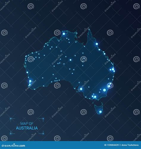 Australia map with cities. stock vector. Illustration of australia ...