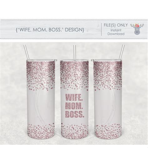 Wife Mom Boss Tumbler Design Rhinestone Effect Etsy