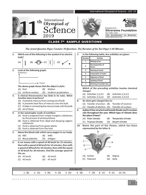 Science Olympiad Sample Paper Download Free Pdf Atoms Atomic Nucleus