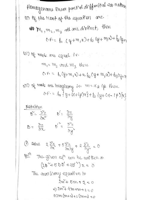 Solution Homogeneous Linear Partial Differential Eq For Bsc Students