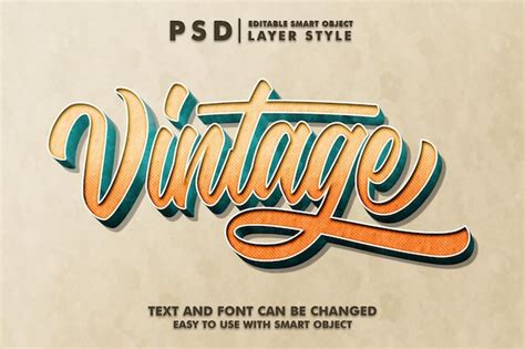 Efeito De Texto Psd Edit Vel Vintage Psd Premium