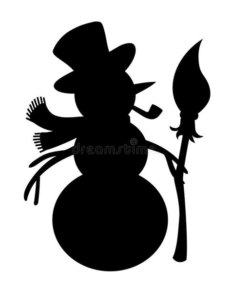 Snowman Silhouette Illustration Isolated Christmas Snowman Flat Icon