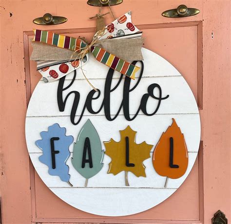 Hello Fall Shiplap Style Leaf Door Hanger Fall Leaf Door Hanger Hello