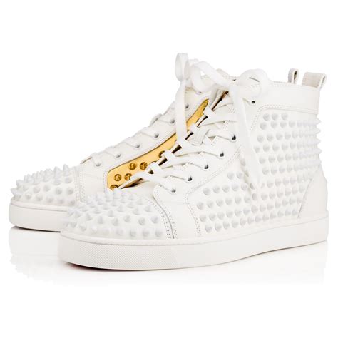 Christian Louboutin Louis Spikes Mens Flat Lattegold Leather Men Shoes Christian Louboutin