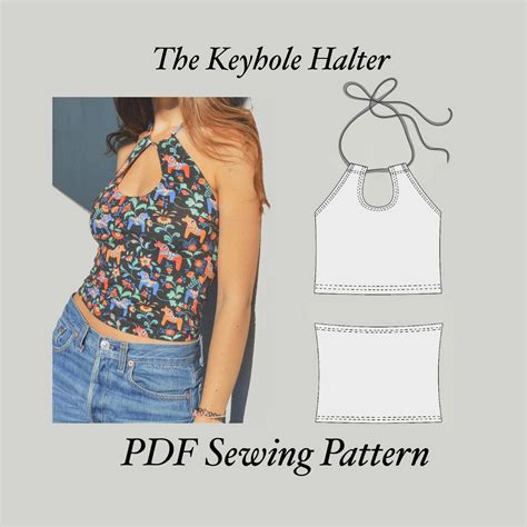 Keyhole Halter Top Sewing Pattern Size Eu 34 44 Xs L Pdf Etsy Top