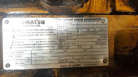 Locate Your Komatsu Engine Serial Number