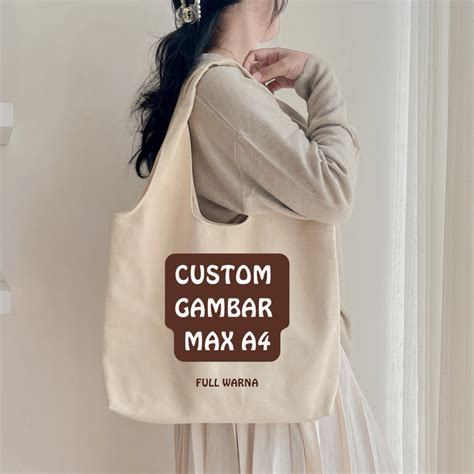 Jual Indyanastuff Tas Tote Bag Custom Hobo Bag Kanvas Premium BEBAS