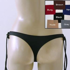Brazilian Thong Bikini Bottom With Tie Sides In Black Brown Burgundy Nude Grey Navy Blue Etsy