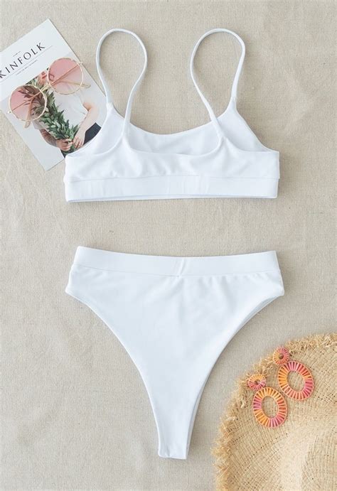 Buntes Cami Bikini Set mit Pailletten in Weiß Retro Indie and Unique Fashion