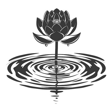 Silhouette Lotus Flower In The Water Black Color Only Premium Ai Generated Vector