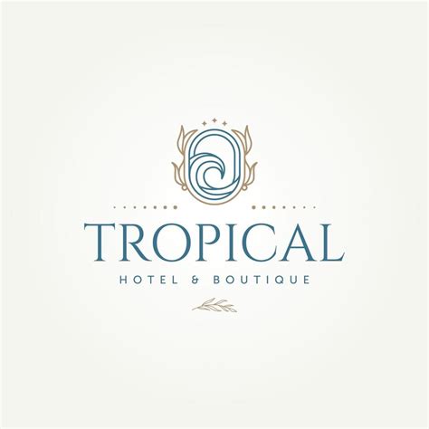 minimalist tropical beach ocean hotel boutique badge icon logo template ...