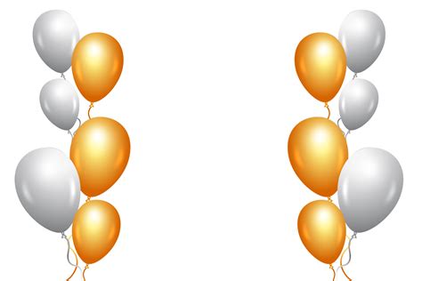 Birthday Banner PNG With Golden And White Balloons Happy Birthday