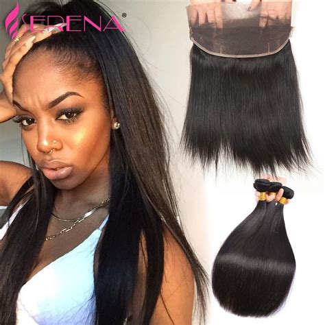 7a 360 Lace Frontal With Bundles Malaysian Straight Hair With Closure 3